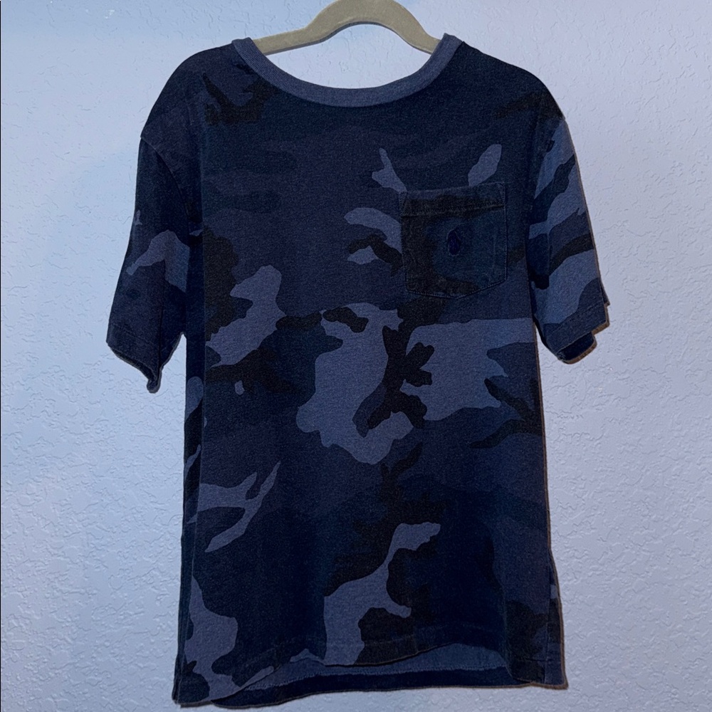 Boys Polo by Ralph Lauren Blue Camouflage Tee 10-12